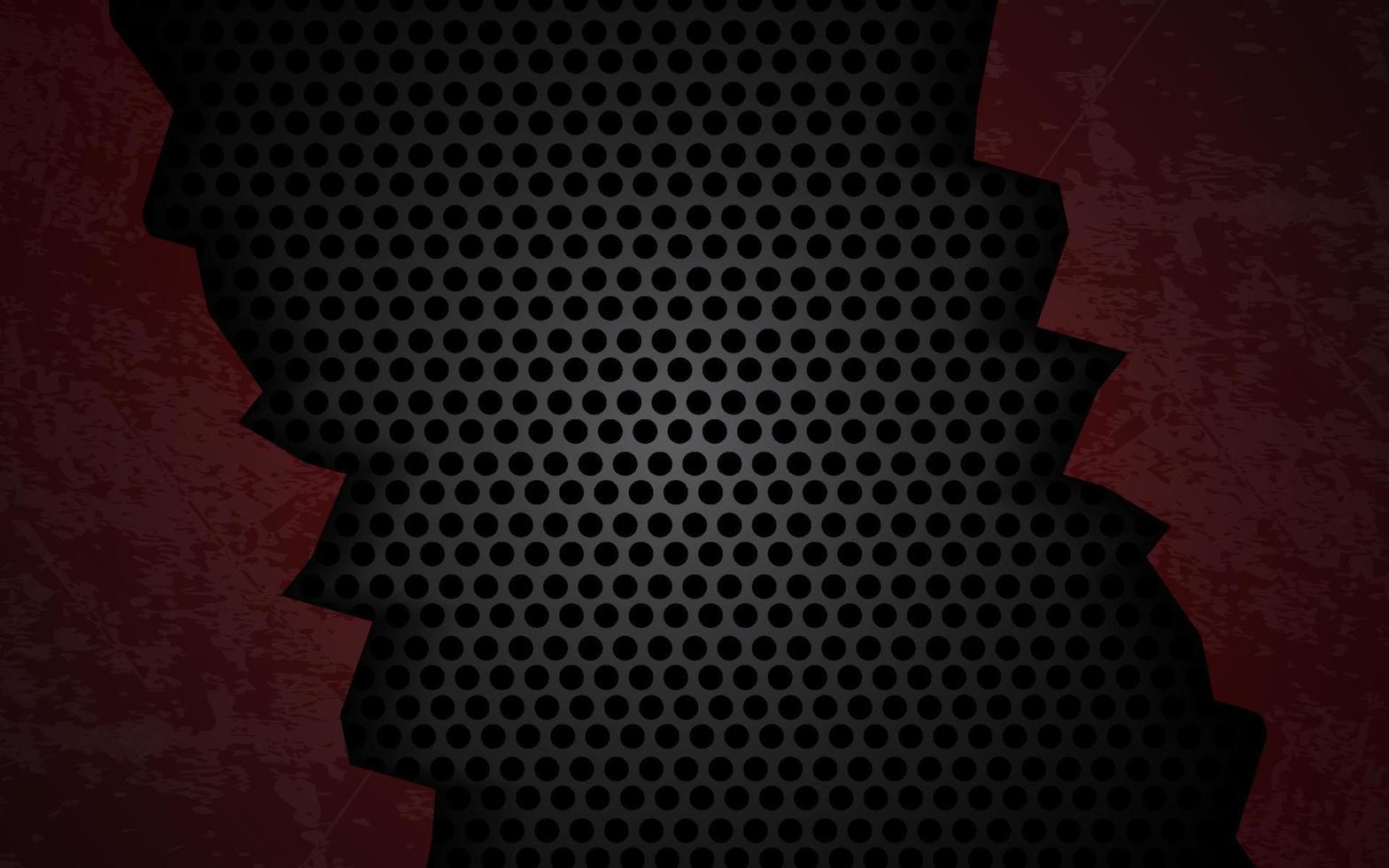 astratto crepa metallo sfondo con carbonio nero e rosso colore vettore