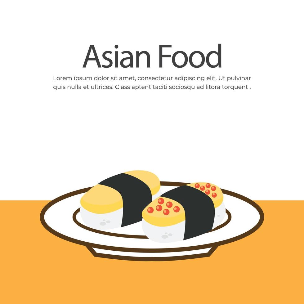 giapponese Sushi servito su un' piatto vettore illustrazione