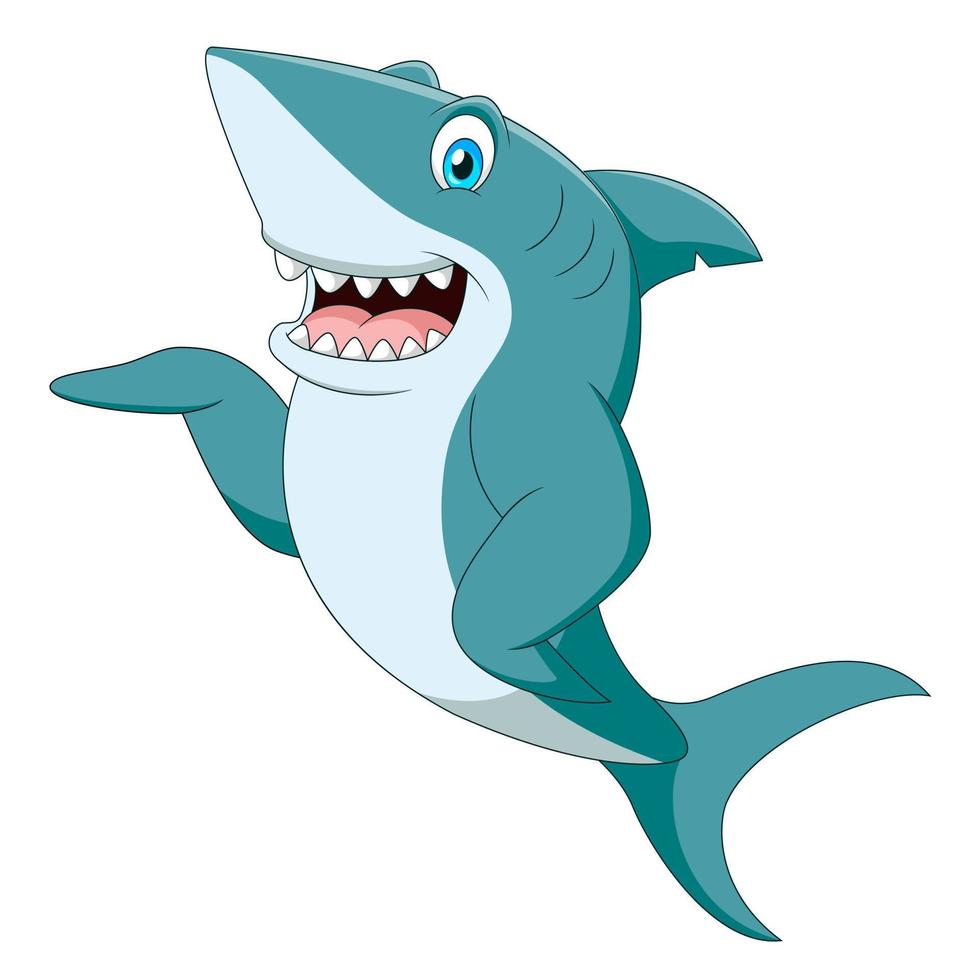 carino squalo cartone animato. cartone animato carino animale illustrazione vettore