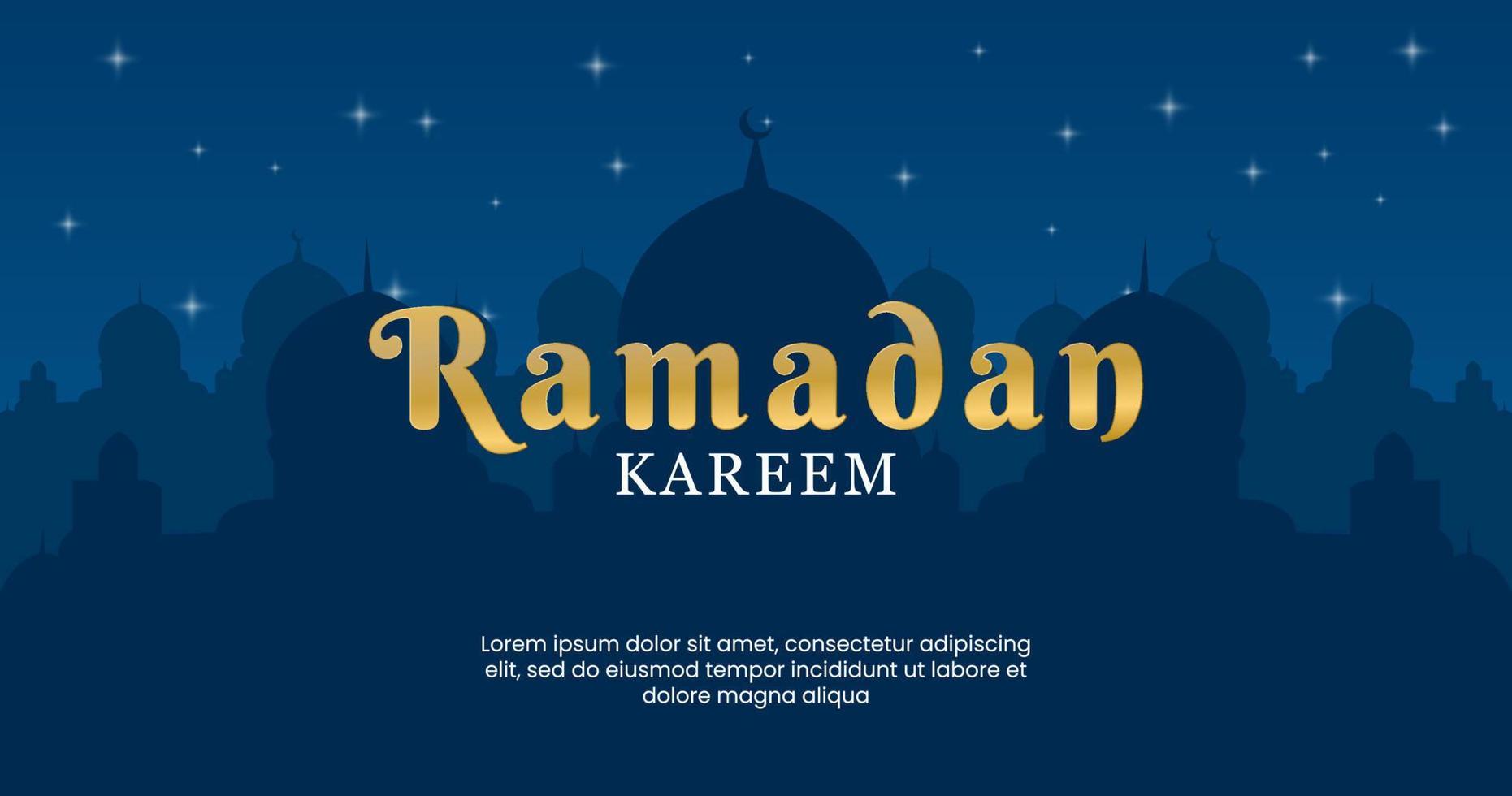 islamico saluti Ramadan kareem carta design modello sfondo con silhouette moschea vettore