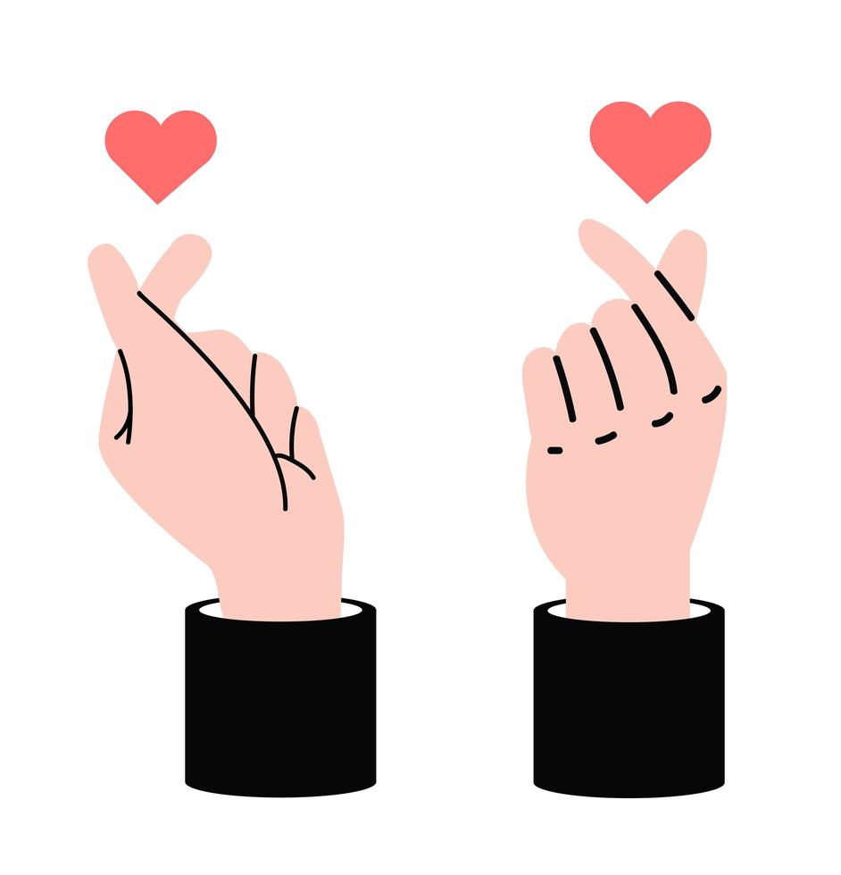 mani che fanno segno di amore mini cuore vettore