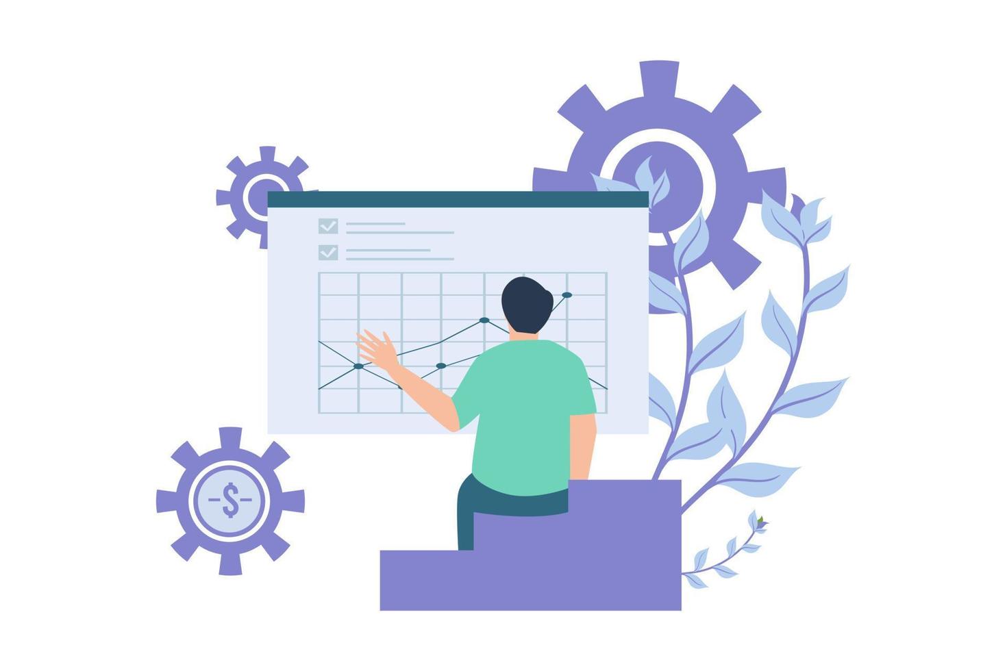 attività commerciale analisi piatto design illustrazione vettore