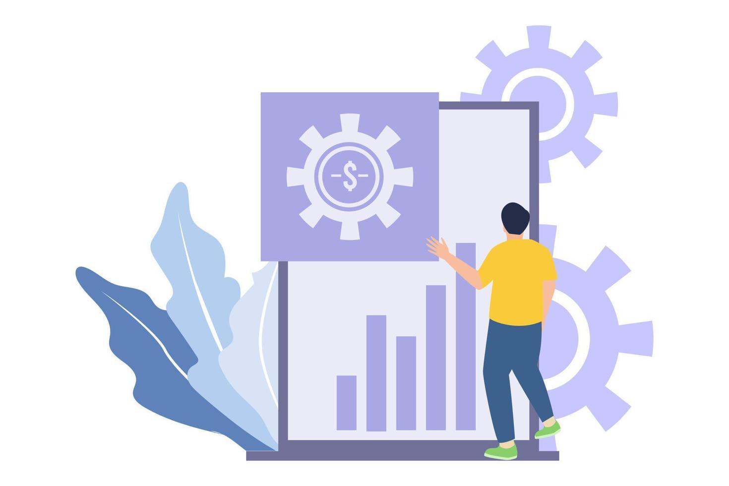 attività commerciale analisi piatto design illustrazione vettore