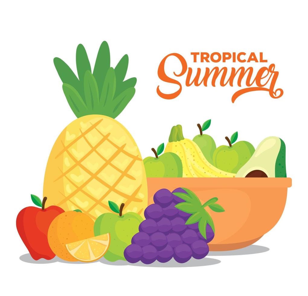 tropicale estate bandiera con fresco e salutare frutta vettore