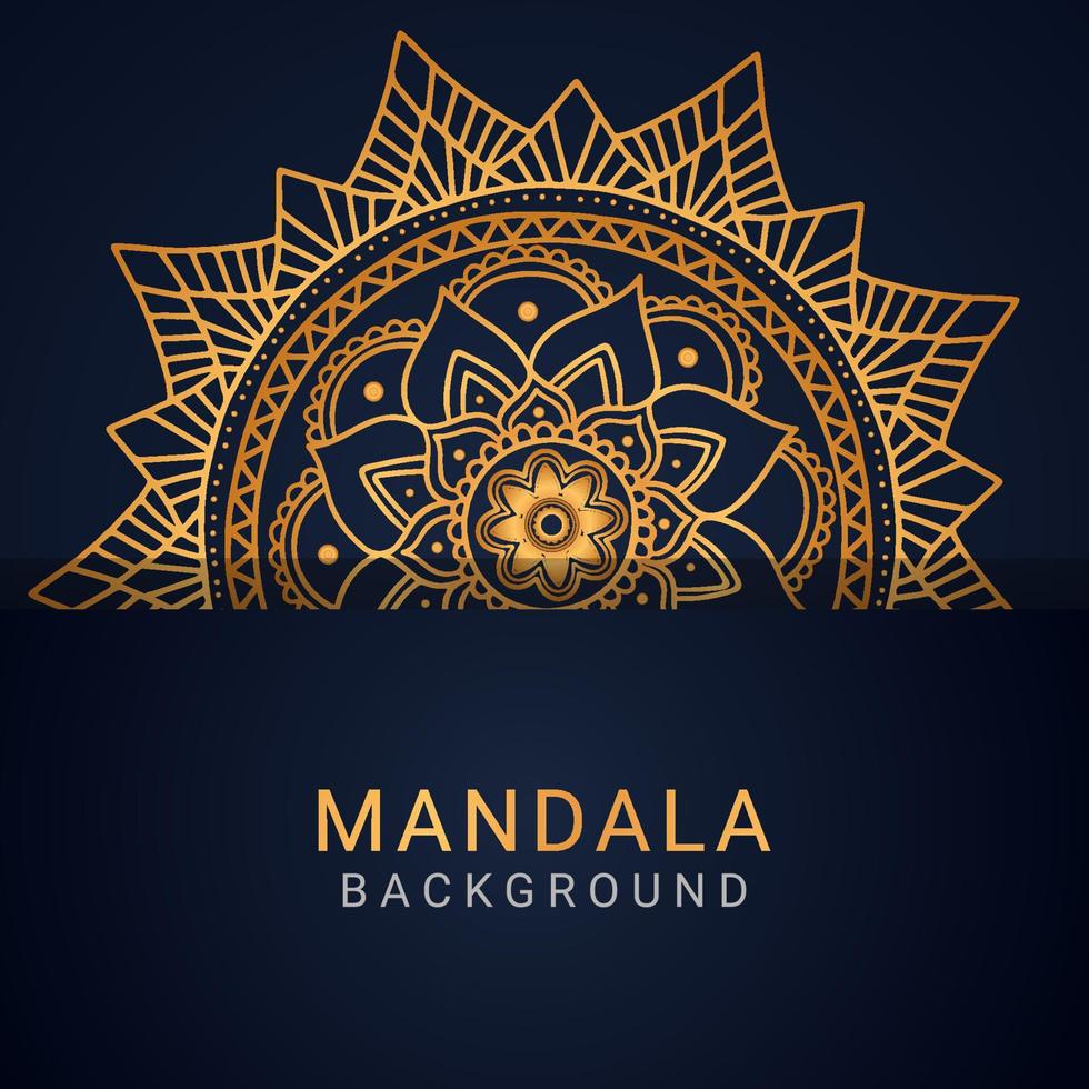 lusso mandala d'oro con un' nero sfondo elegante design vettore