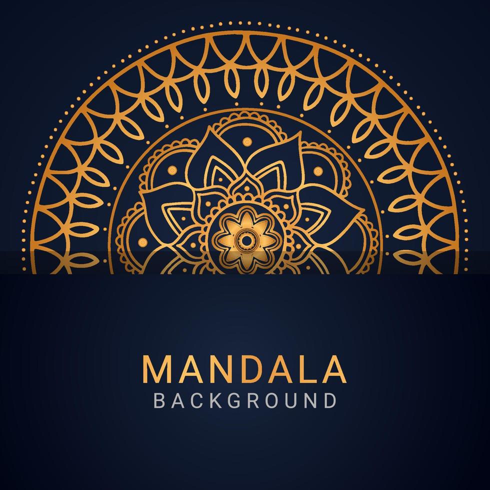 lusso mandala d'oro con un' nero sfondo elegante design vettore