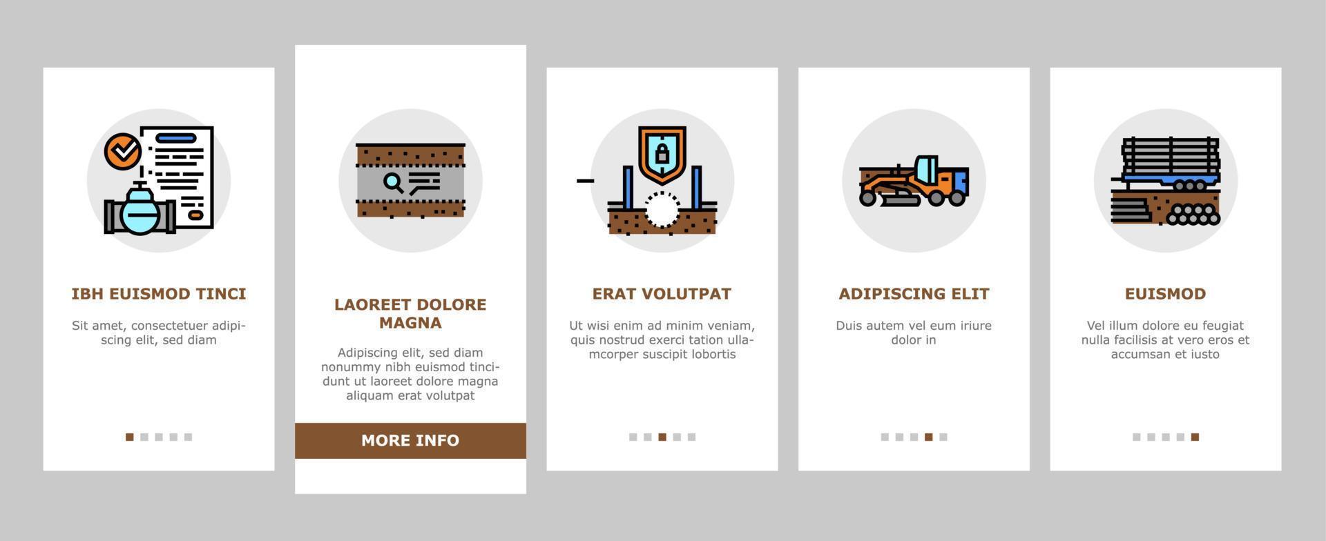 tubatura costruzione onboarding icone impostato vettore