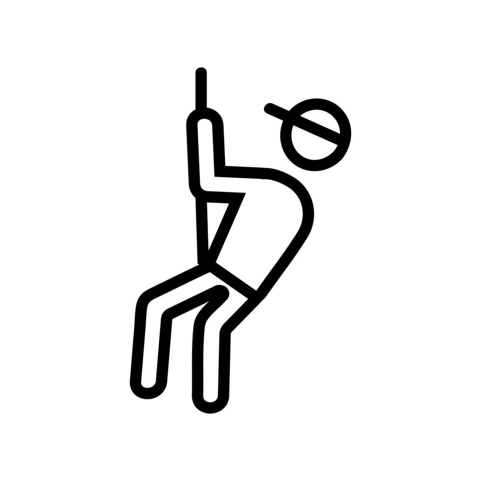 uomo si arrampica su corda icona vettore schema illustrazione