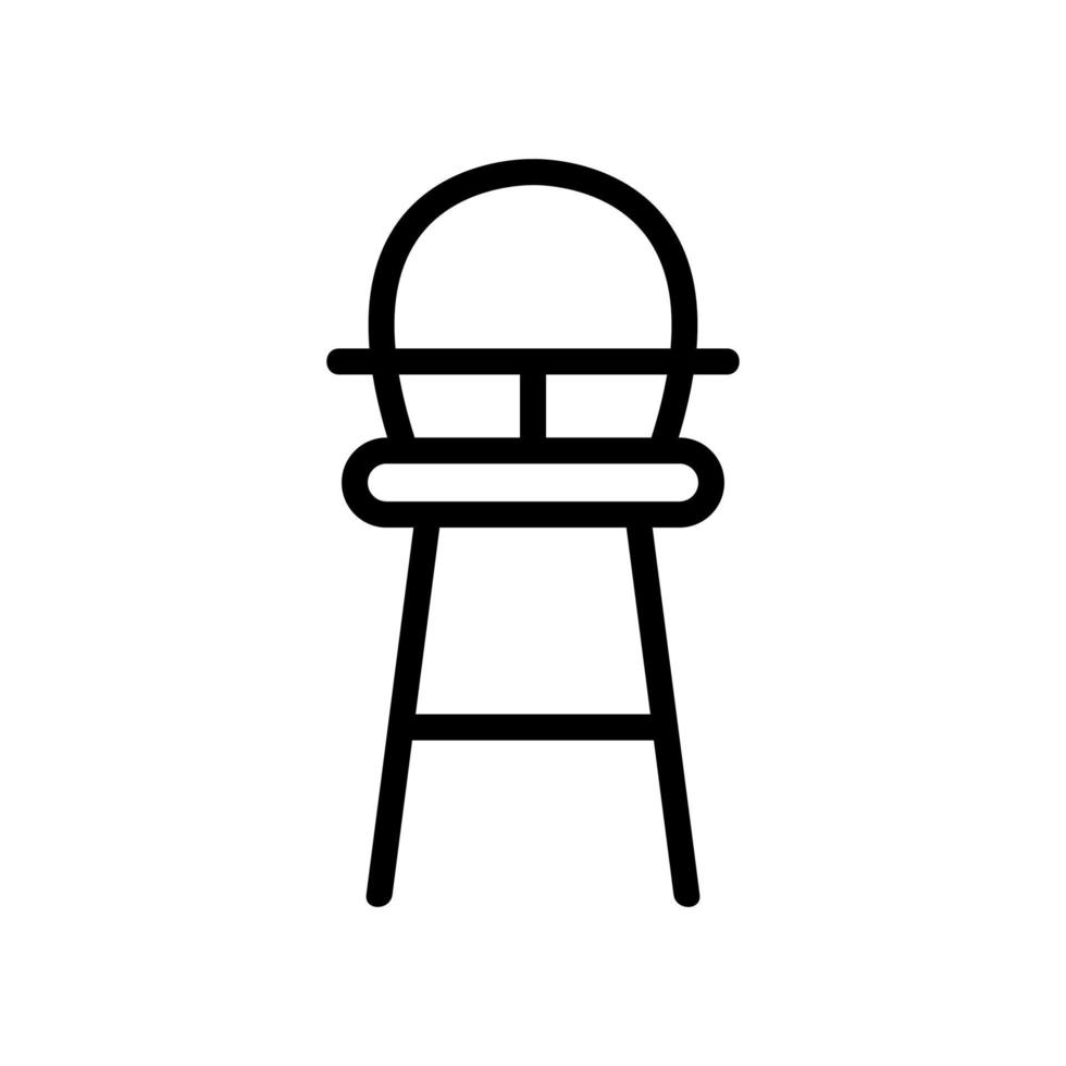 alto di legno sedia per alimentazione con da tavolo e con il giro indietro icona vettore schema illustrazione