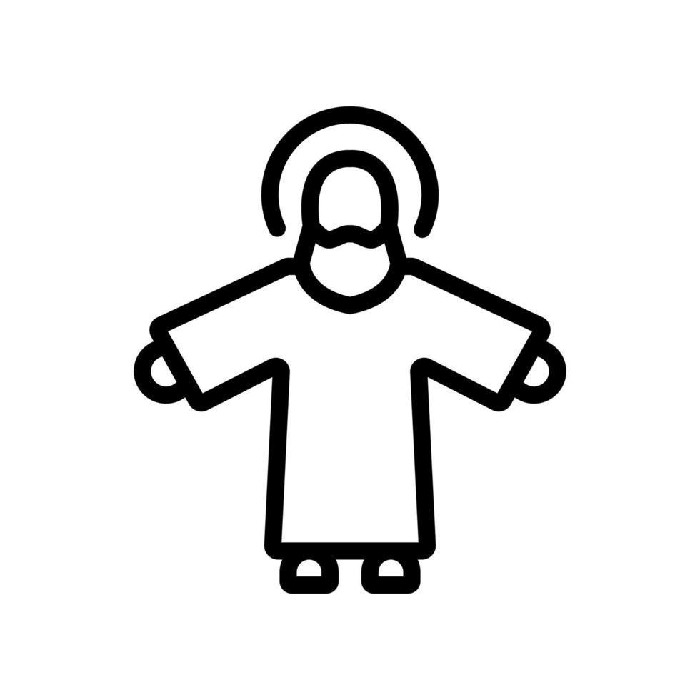 santo figura di santo con braccia diffusione su per lato icona vettore schema illustrazione