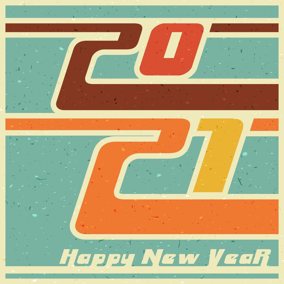 felice anno nuovo 2021 design retrò vintage vettore