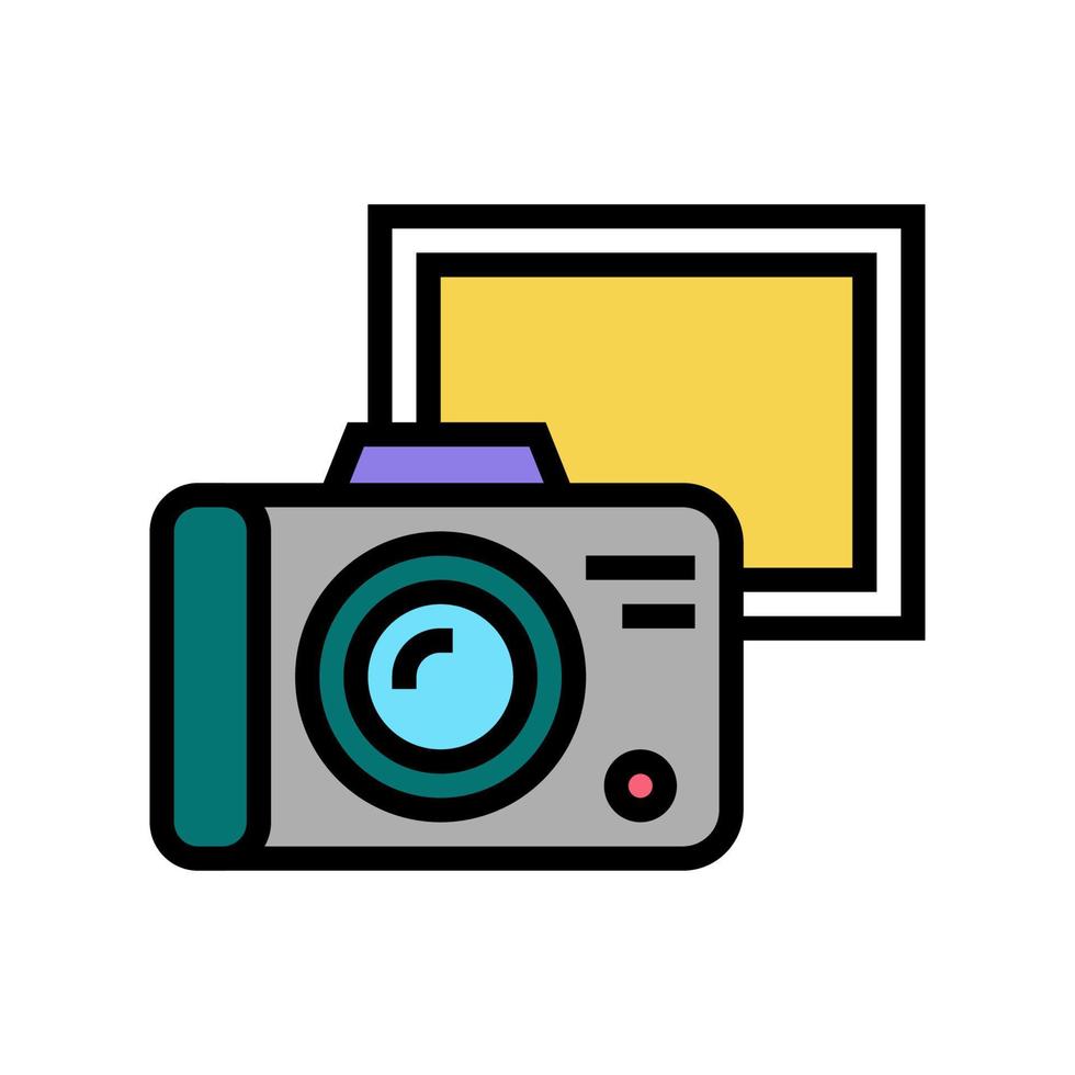 illustrazione vettoriale dell'icona del colore della fotocamera per foto d'epoca
