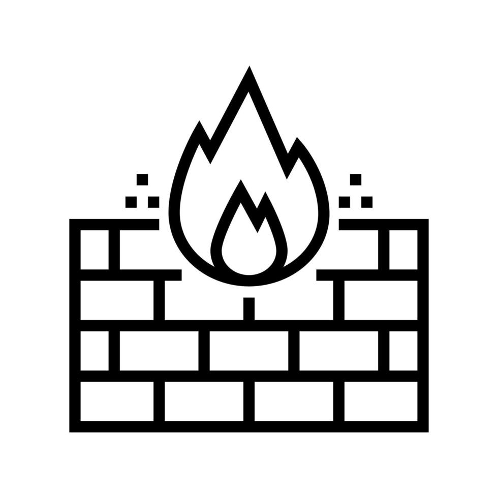 fuoco parete linea icona vettore illustrazione