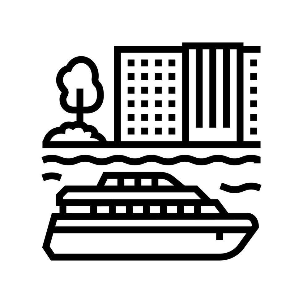 passeggeri crociera nave rivestimento linea icona vettore illustrazione