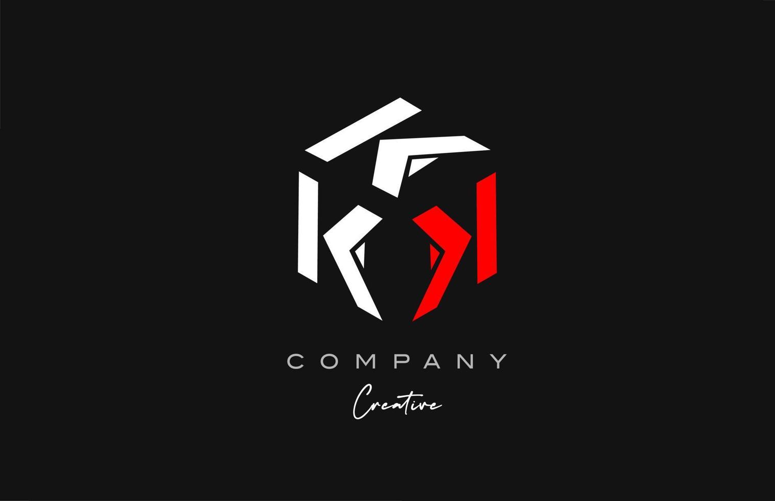 K rosso bianca tre lettera cubo alfabeto lettera logo icona design. creativo modello per azienda e attività commerciale vettore