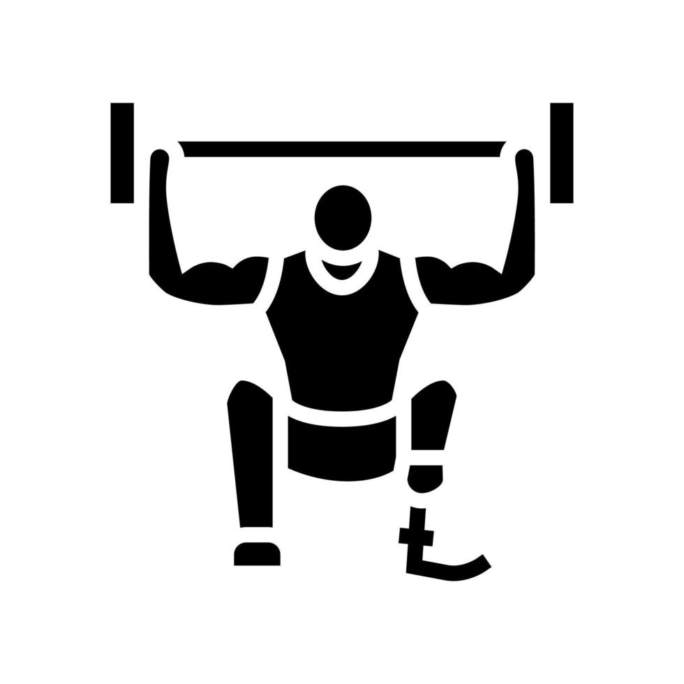 powerlifting portatori di handicap atleta glifo icona vettore illustrazione