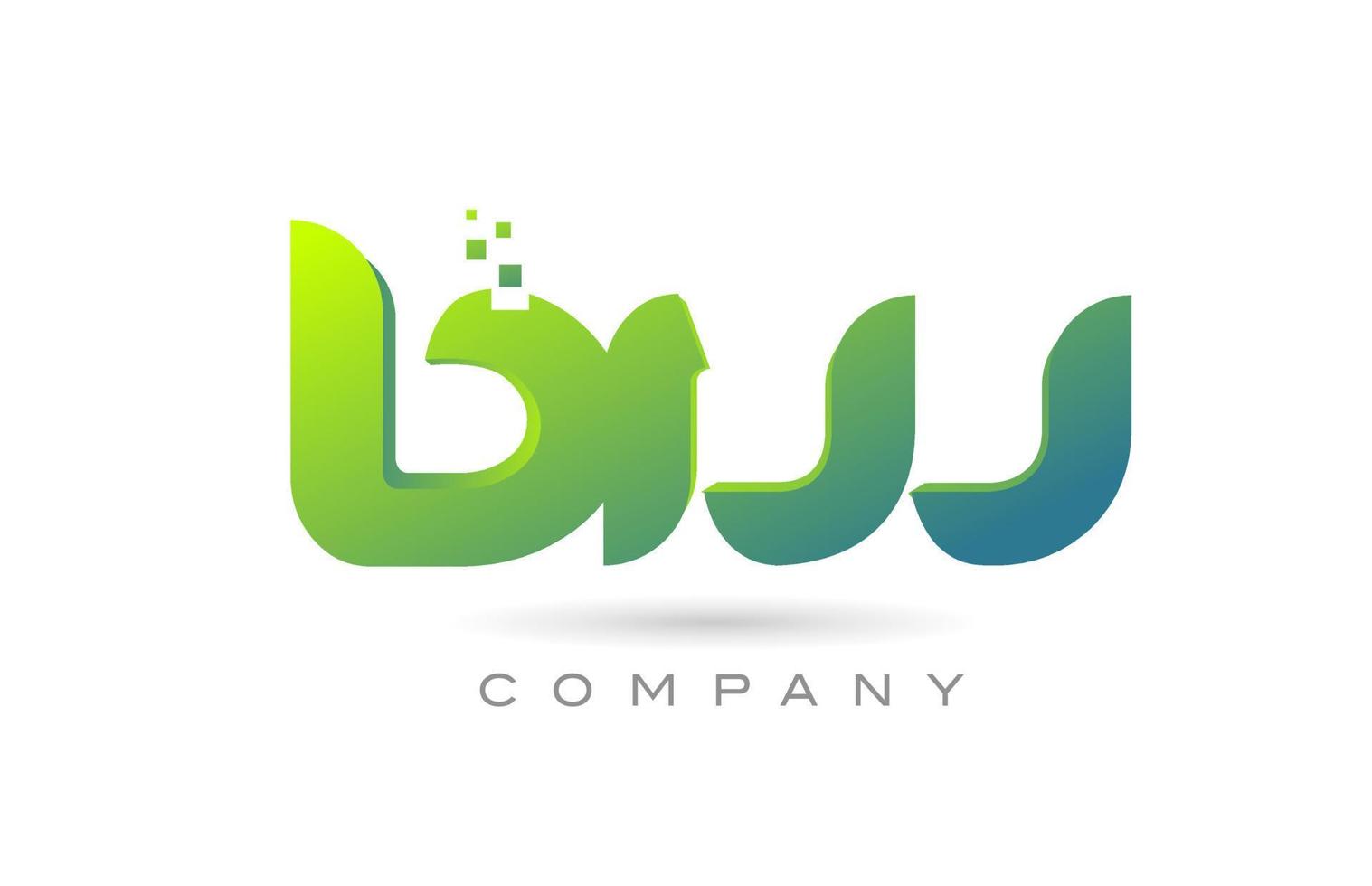 Iscritto bw alfabeto lettera logo icona combinazione design con puntini e verde colore. creativo modello per azienda e attività commerciale vettore