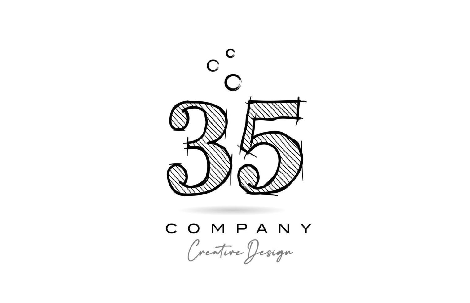 mano disegno numero 35 logo icona design per azienda modello. creativo logotipo nel matita stile vettore