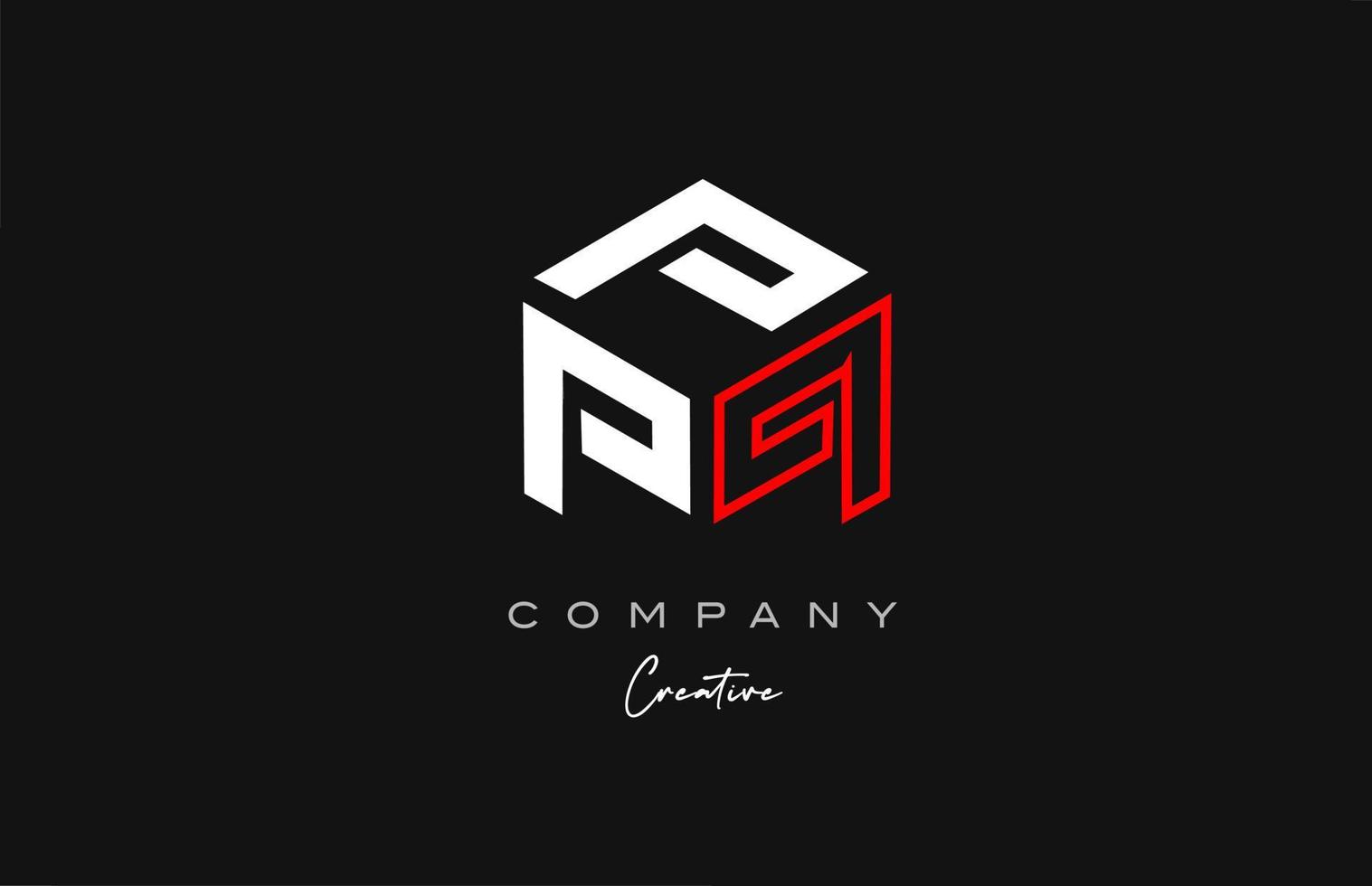 p rosso linea tre lettera cubo alfabeto lettera logo icona design. creativo modello per attività commerciale e azienda vettore