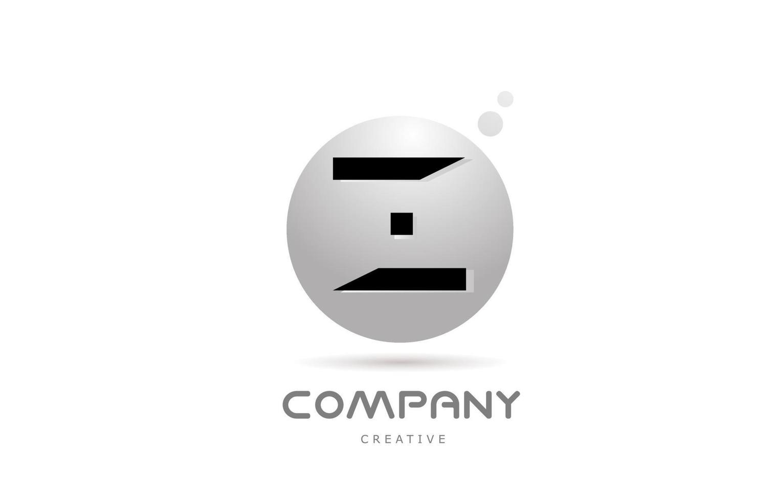 z 3d grigio sfera alfabeto lettera logo icona design con punto. creativo modello per attività commerciale e azienda vettore