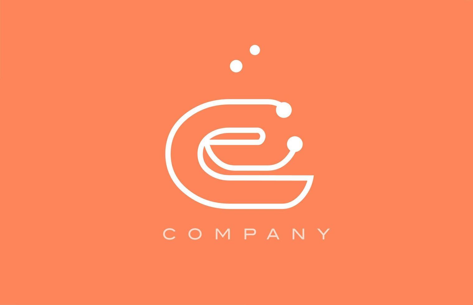 e arancia bianca punto linea alfabeto lettera logo icona design. creativo modello per attività commerciale e azienda vettore
