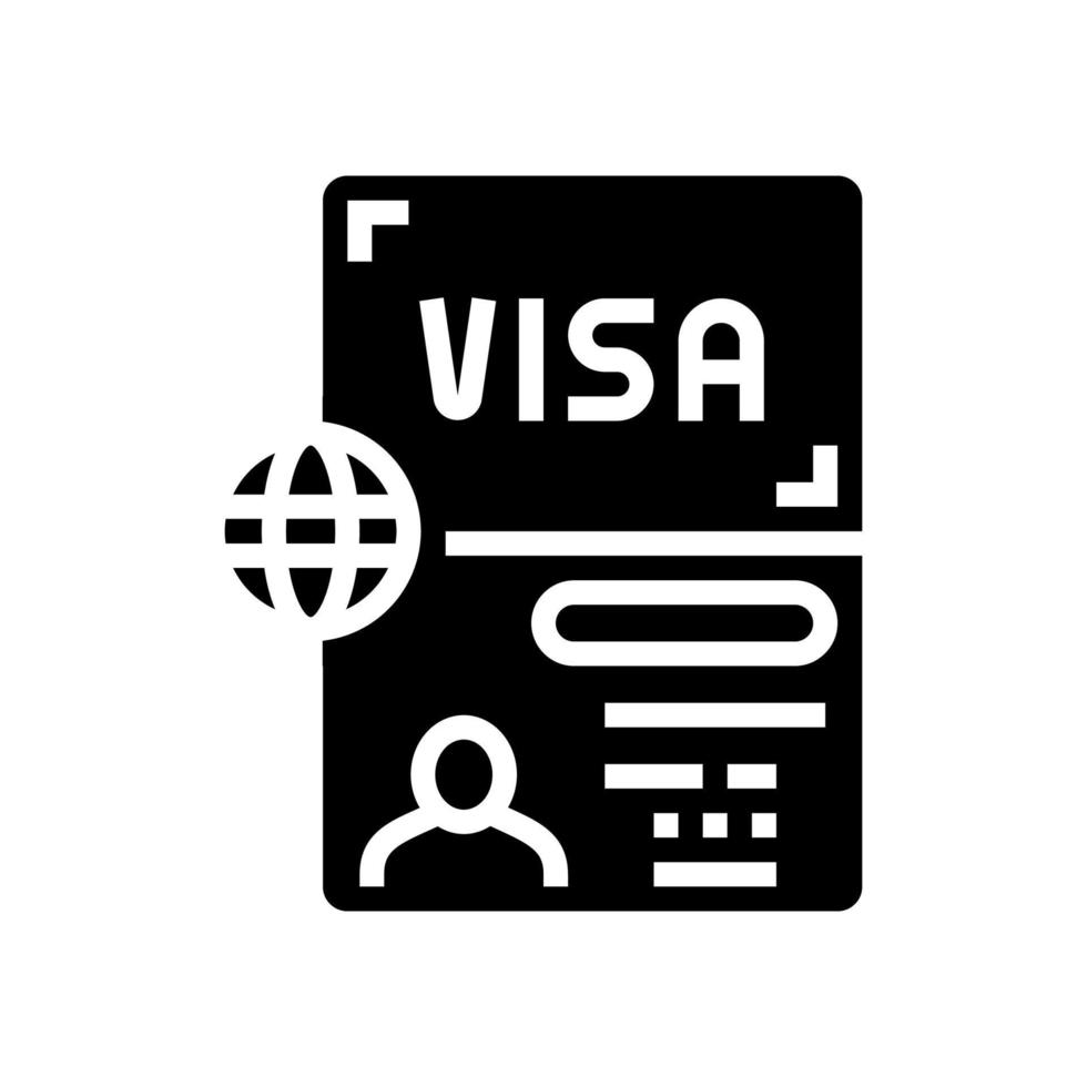 permettendo documento Visa glifo icona vettore illustrazione