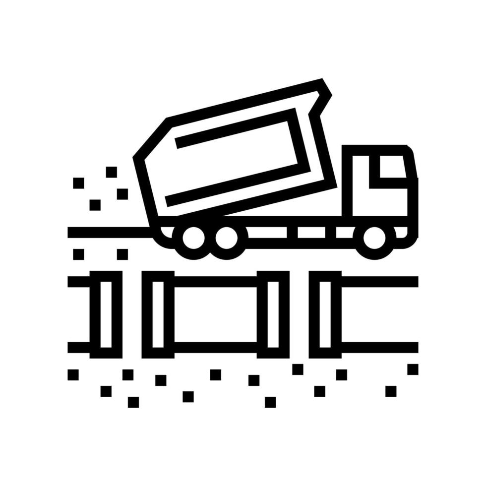 camion riempire su tubatura linea icona vettore illustrazione