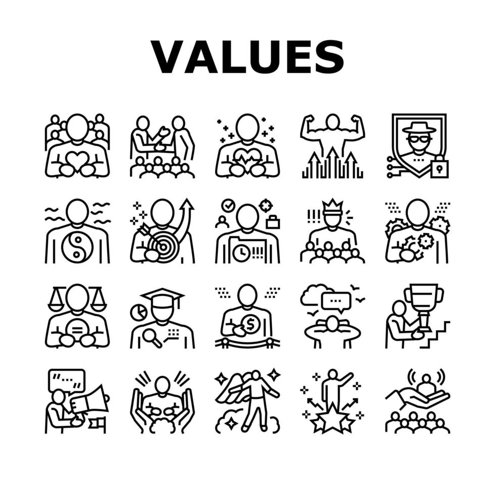 valori umano vita collezione icone impostato vettore