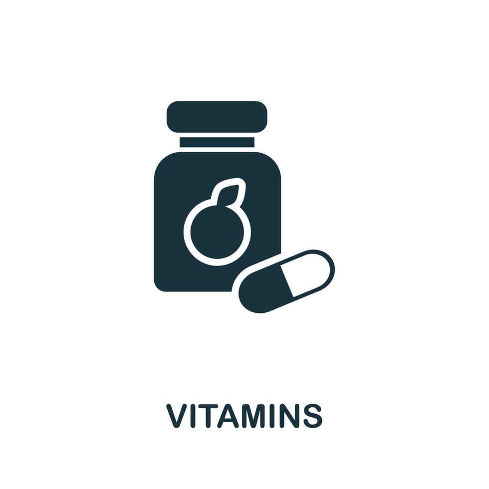 vitamine icona. semplice illustrazione a partire dal salutare stile di vita collezione. creativo vitamine icona per ragnatela disegno, modelli, infografica e Di Più vettore