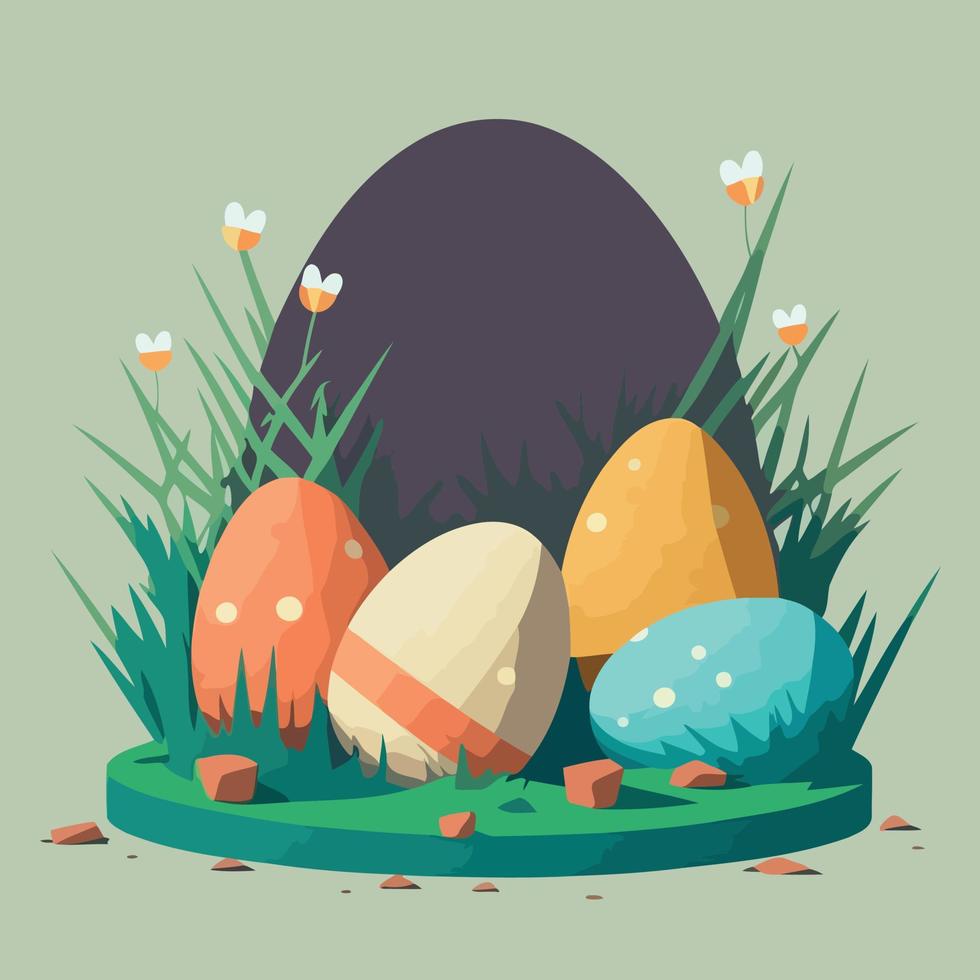 Pasqua uova nel un' erboso campo vettore