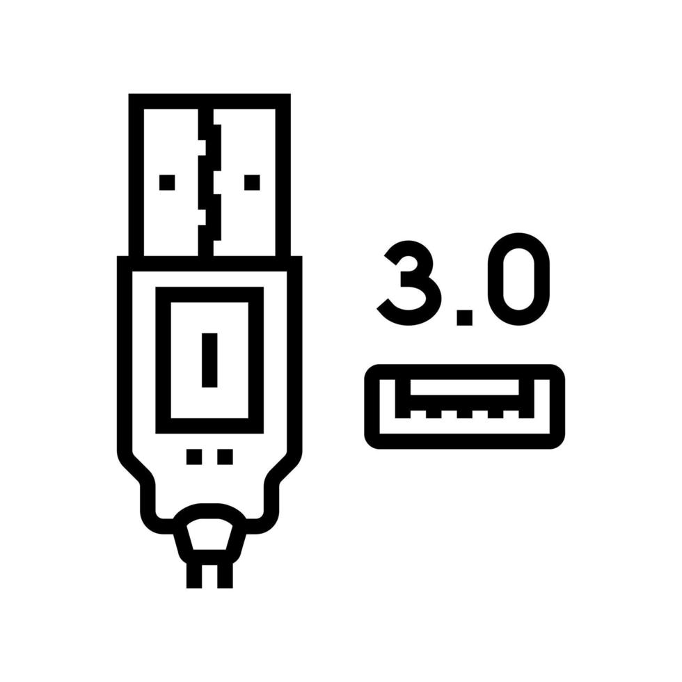 USB 3.0 linea icona vettore illustrazione