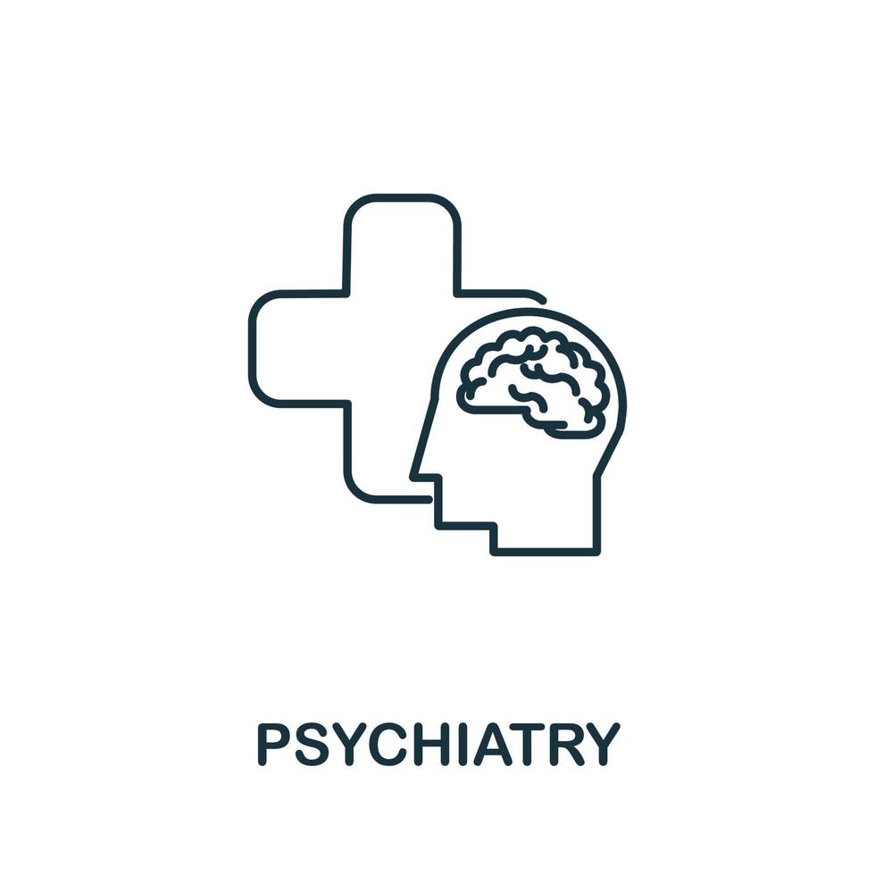 psichiatria icona. semplice linea elemento psichiatria simbolo per modelli, ragnatela design e infografica vettore