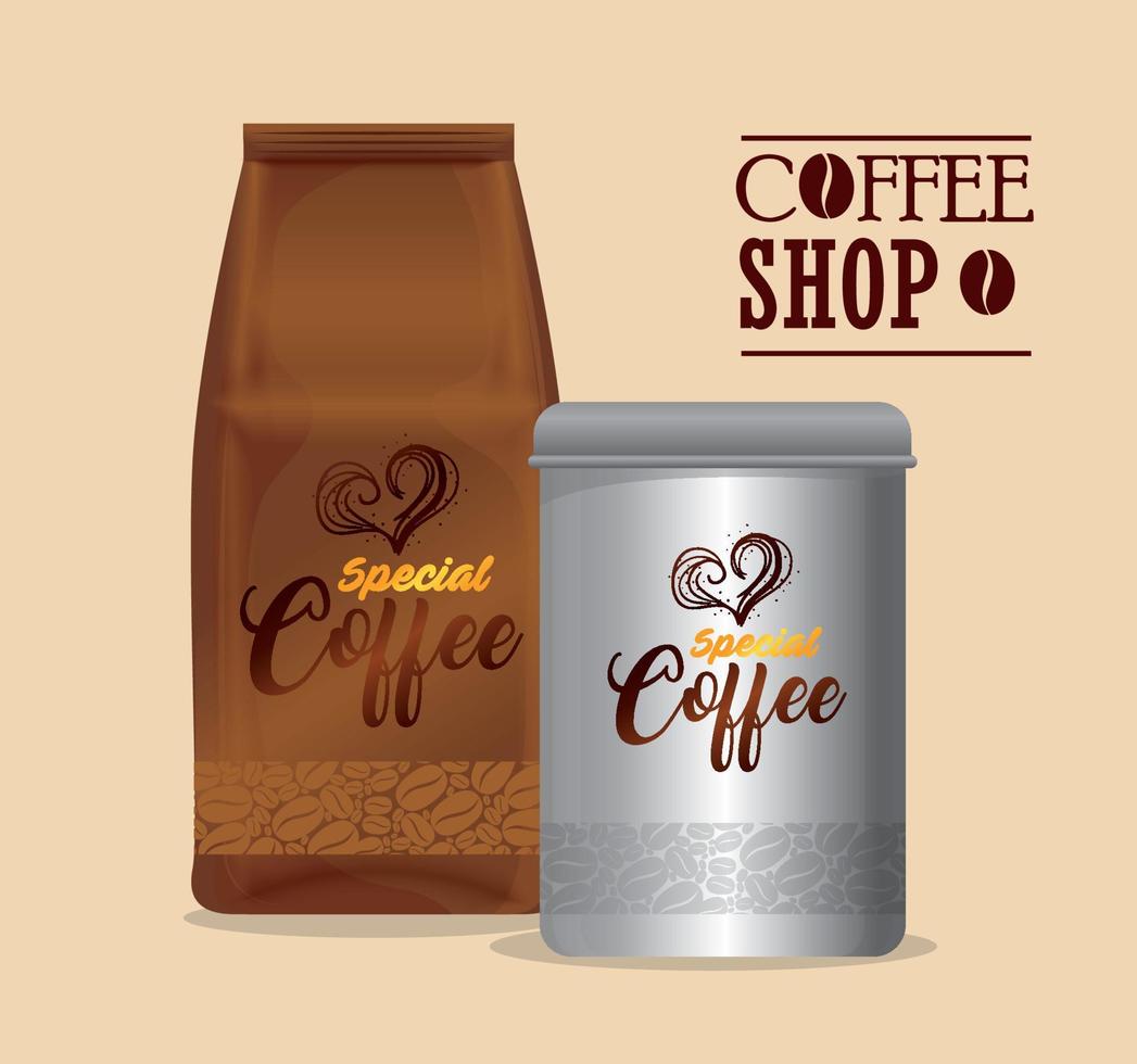 il branding modello caffè negozio, ristorante, aziendale identità modello, bottiglia e Borsa carta di speciale caffè vettore