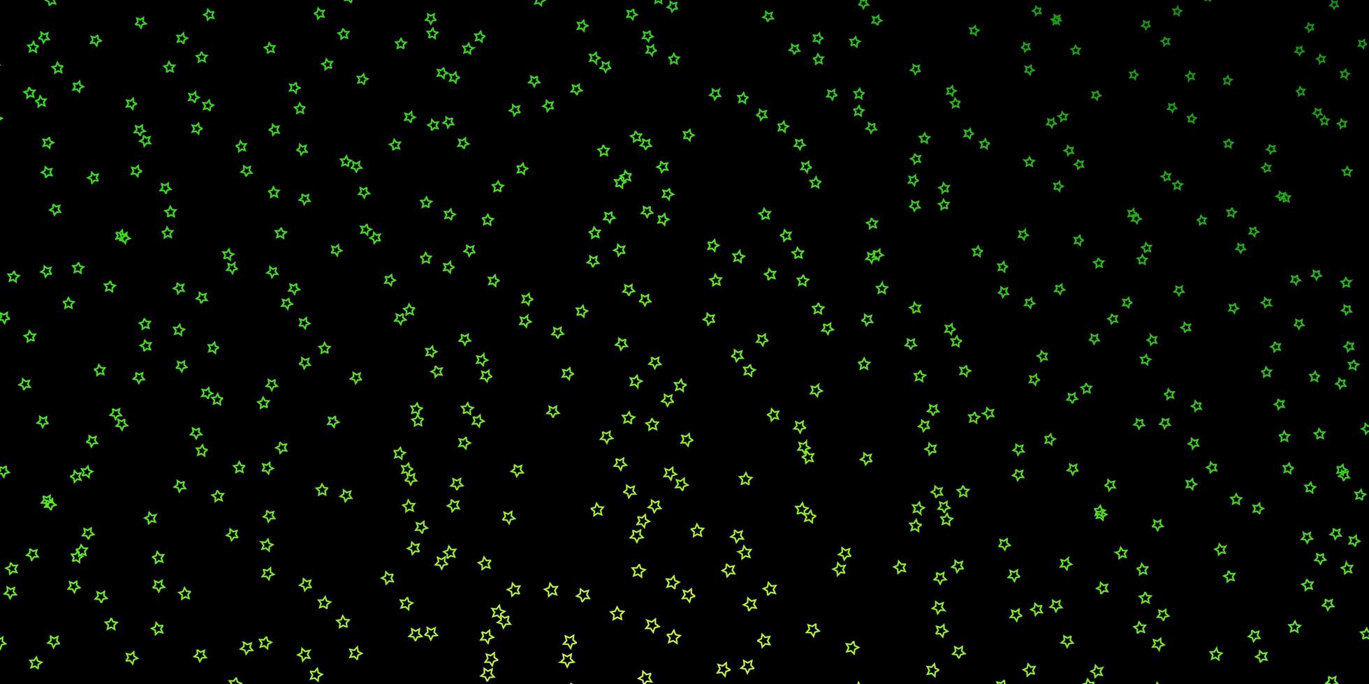 sfondo vettoriale verde scuro con stelle colorate.