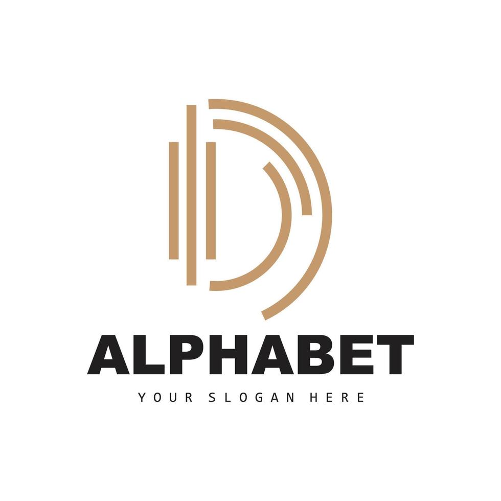 d lettera logo, semplice alfabeto disegno, moderno minimalista font vettore