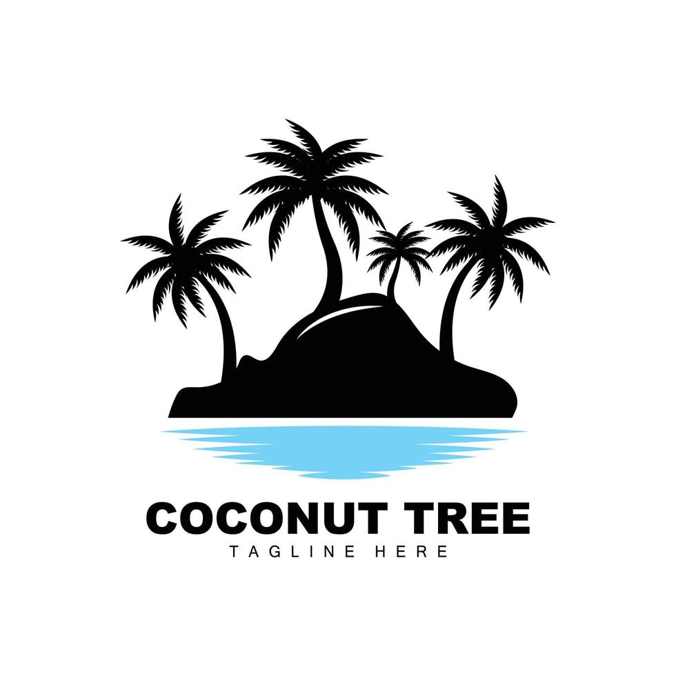 Noce di cocco albero logo, oceano albero vettore, design per modelli, Prodotto marchio, spiaggia turismo oggetto logo vettore