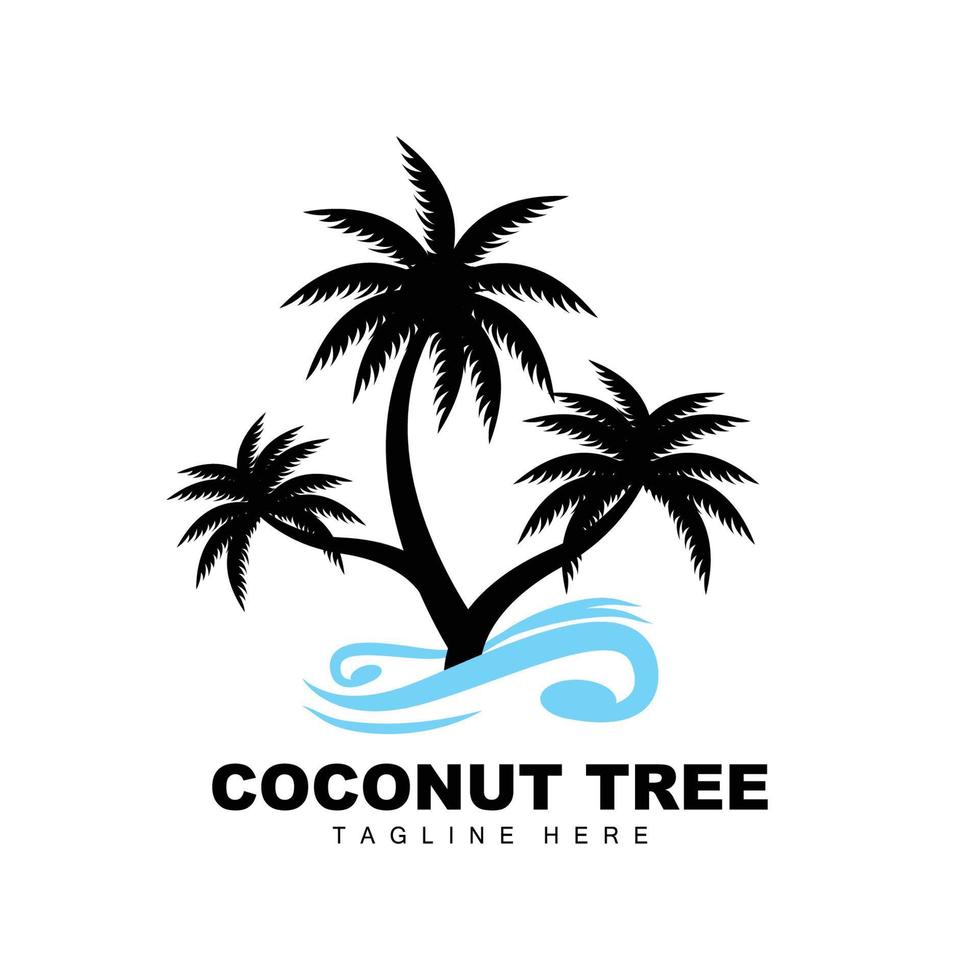 Noce di cocco albero logo, oceano albero vettore, design per modelli, Prodotto marchio, spiaggia turismo oggetto logo vettore