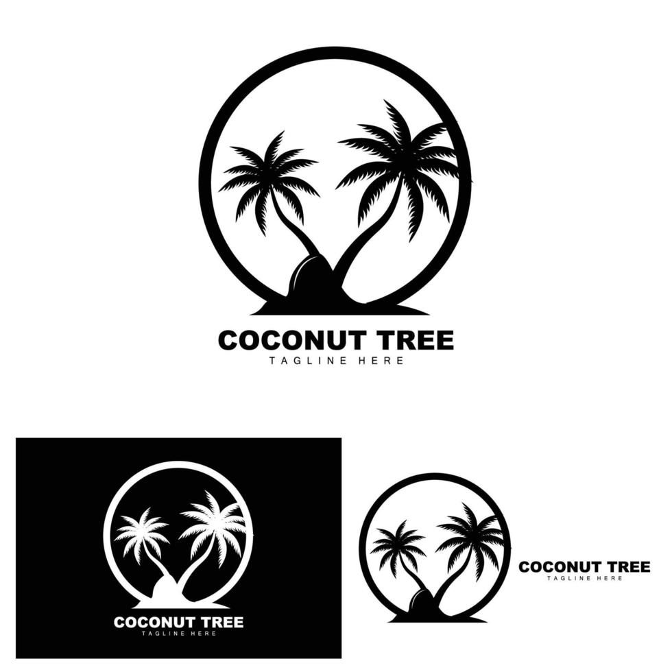 Noce di cocco albero logo, oceano albero vettore, design per modelli, Prodotto marchio, spiaggia turismo oggetto logo vettore