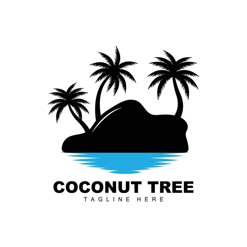 Noce di cocco albero logo, oceano albero vettore, design per modelli, Prodotto marchio, spiaggia turismo oggetto logo vettore