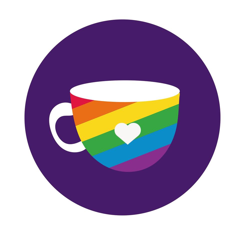 tazza con stile blocco bandiera gay pride vettore