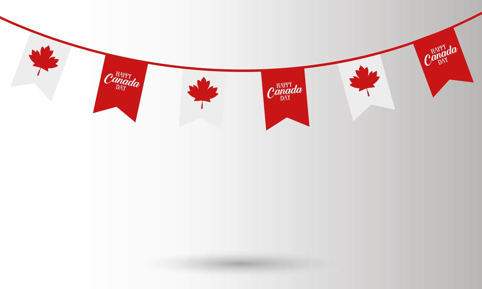 stendardo bandiera canadese per il disegno vettoriale felice giorno del canada