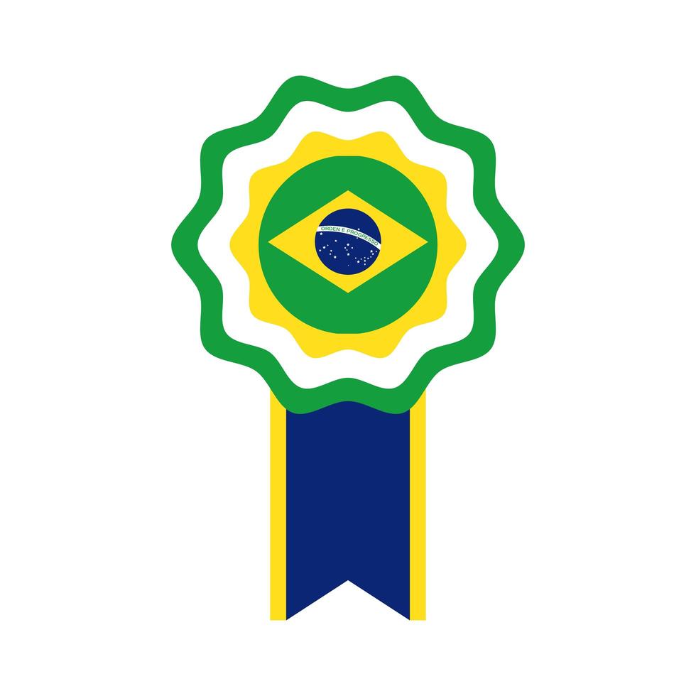 Bandiera del Brasile timbro sigillo piatto icona di stile vettore