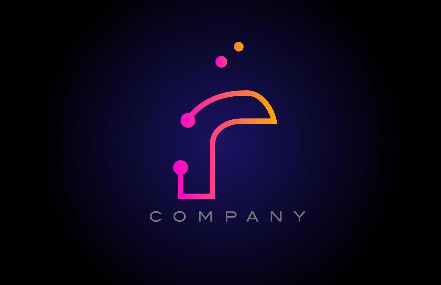 r punto linea alfabeto lettera logo icona design. creativo modello per attività commerciale e azienda nel rosa giallo colore vettore