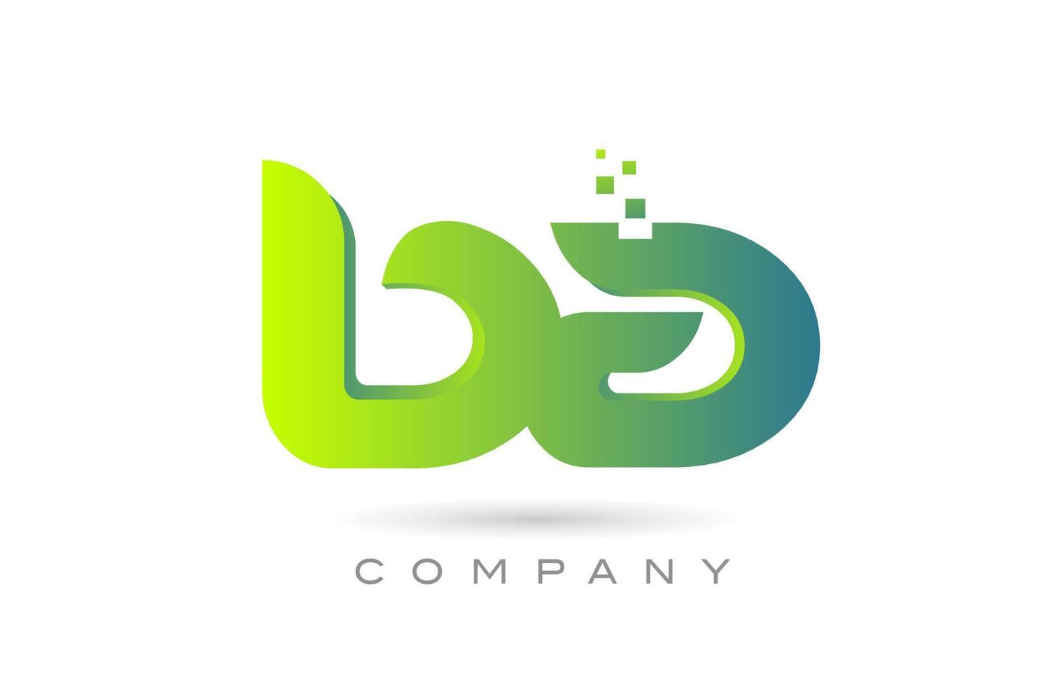 Iscritto ba alfabeto lettera logo icona combinazione design con puntini e verde colore. creativo modello per azienda e attività commerciale vettore