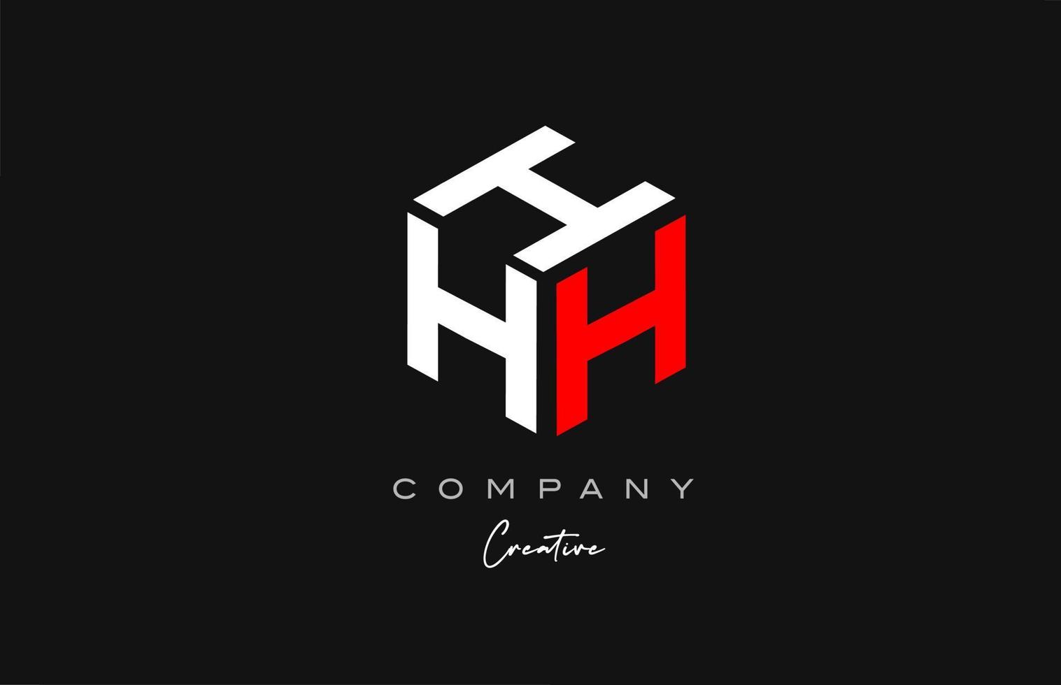 h rosso bianca tre lettera cubo alfabeto lettera logo icona design. creativo modello per azienda e attività commerciale vettore