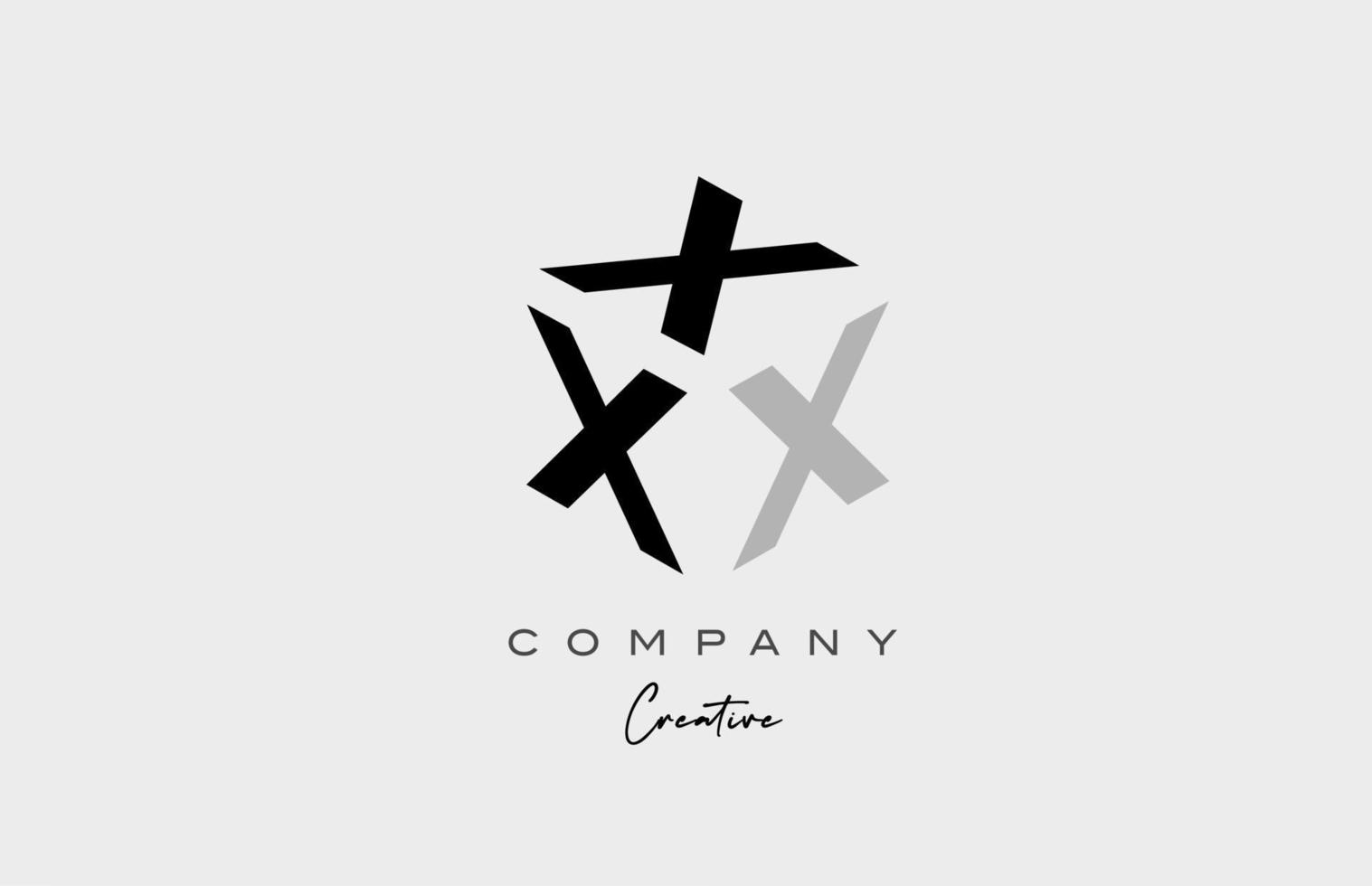 X grigio tre lettera alfabeto lettera logo icona design. creativo modello per attività commerciale e azienda vettore