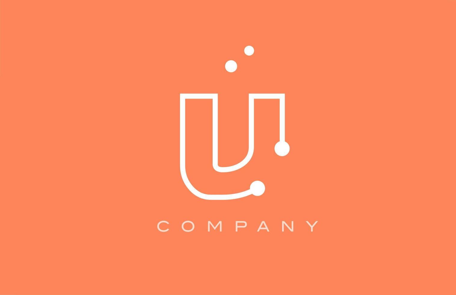v arancia bianca punto linea alfabeto lettera logo icona design. creativo modello per attività commerciale e azienda vettore