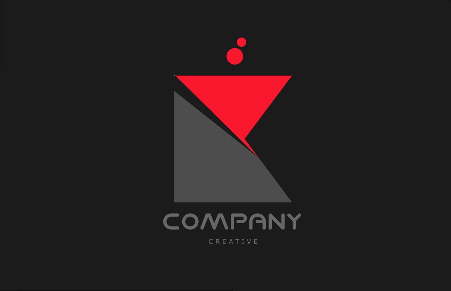 K rosso grigio puntini alfabeto lettera logo icona design. creativo modello per attività commerciale e azienda vettore