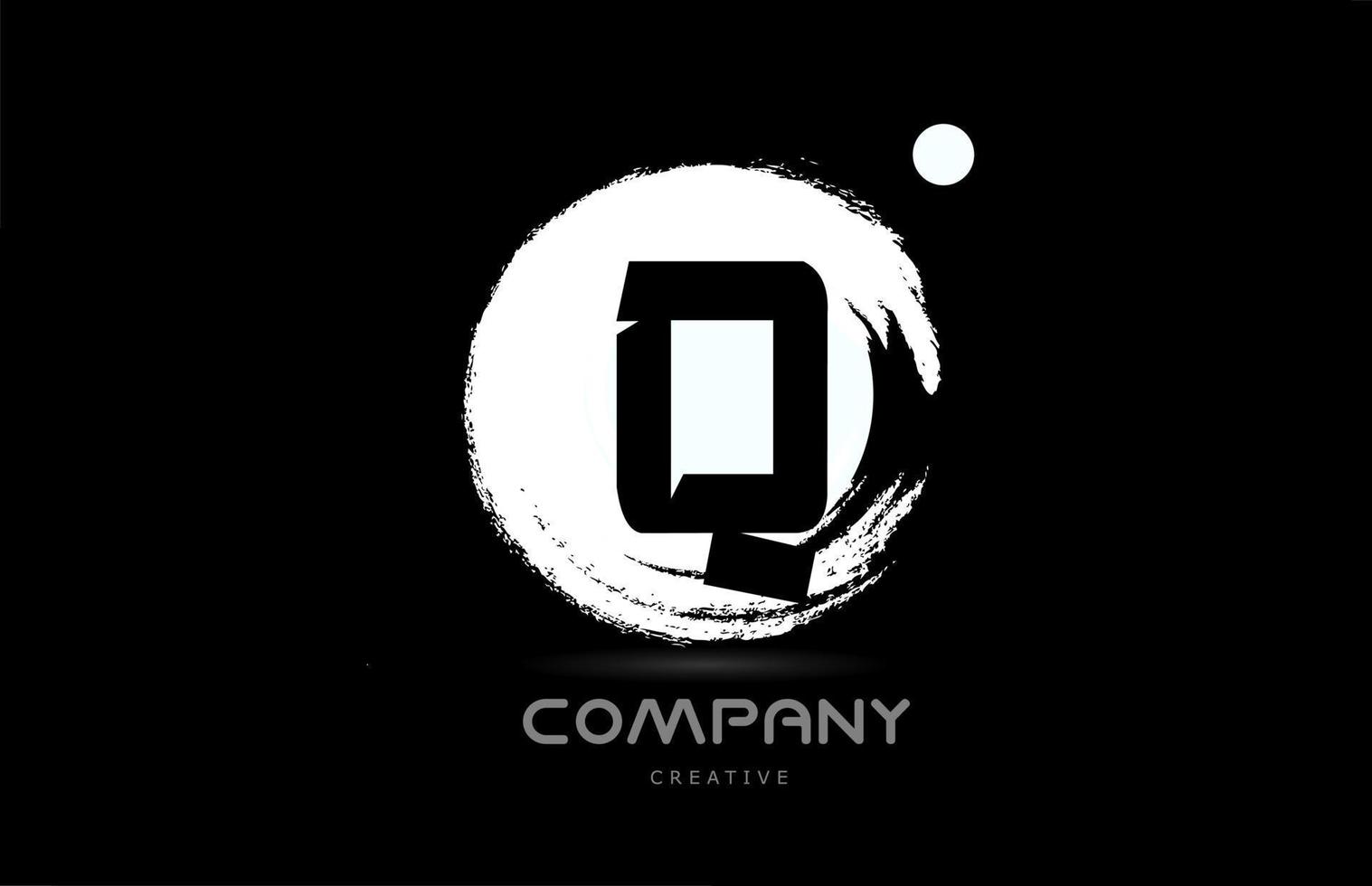 q grunge alfabeto lettera logo icona design con giapponese stile lettering nel nero e bianca. creativo modello per azienda e attività commerciale vettore