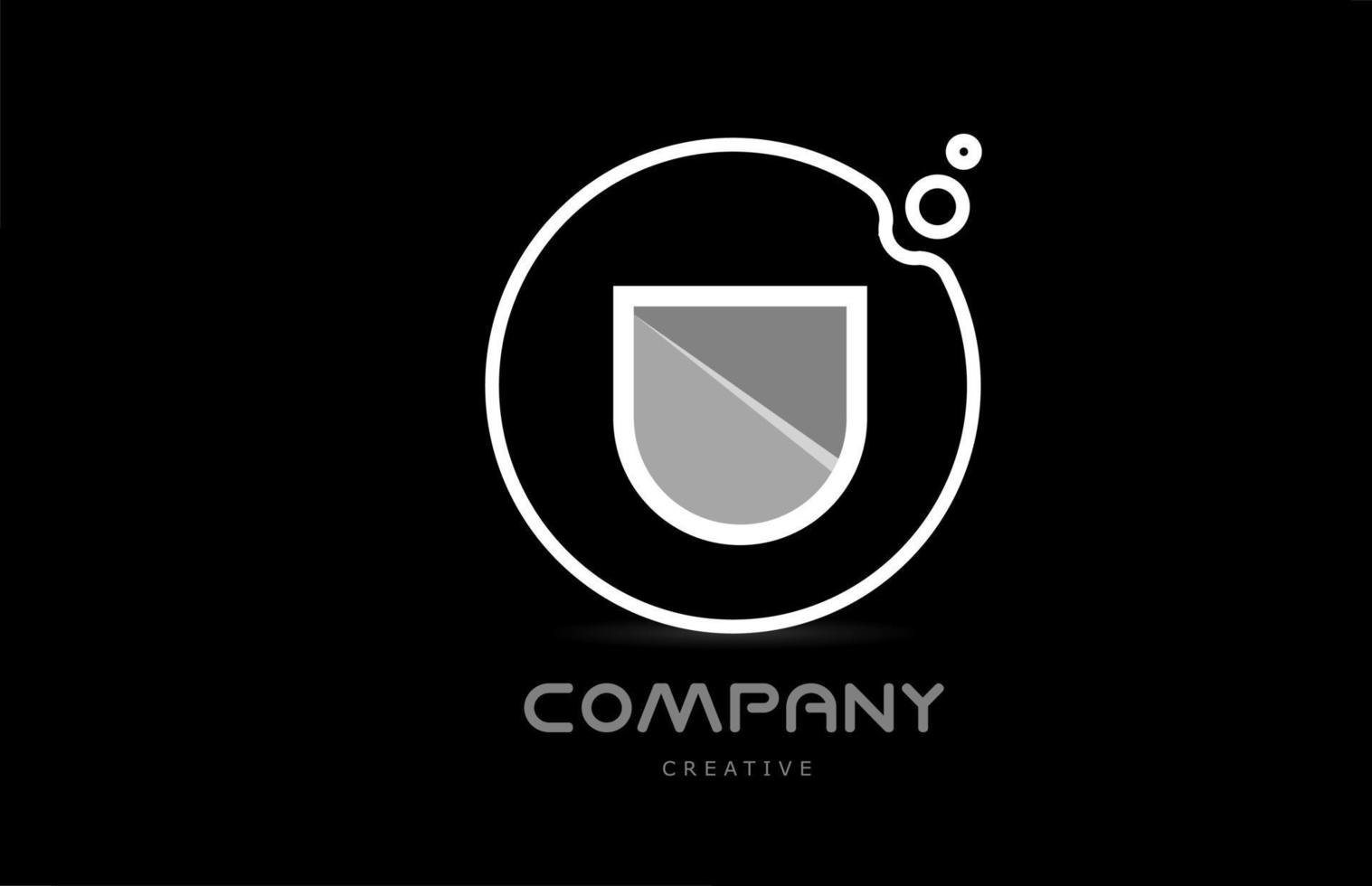 nero e bianca u geometrico alfabeto lettera logo icona con cerchio. creativo modello per azienda e attività commerciale vettore